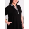 Yaka ve Kolları Çİizgili Elbise