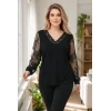 Yakası ve Kolları Dantel Bluz