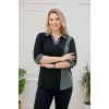 Gömlek Yaka Blok Sim Parçalı Bluz