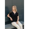 Omuzlar Desenli Yakası Aksesuarlı Bluz