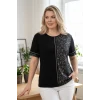 Leopar Desenli Taş Detaylı Bluz