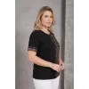 Leopar Desenli Taş Detaylı Bluz