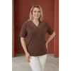 Yakası Kolları İnci Detaylı Bluz