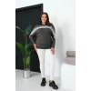 Çizgili Taş Baskılı Sweatshirt