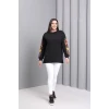 Kolları Nakışlı Yırtmaçlı Sweatshirt