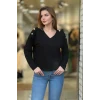 Omuz Düğme Detaylı Bluz