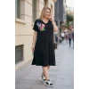 Omuz Nakışlı Yırtmaçlı Elbise