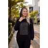 Önü Ve Kapüşonu Taşlı Sweatshirt