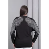 Sırtı Kanat Taş Baskılı Sweatshirt
