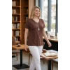 Sırtı Taşlı Tül Detaylı Bluz