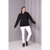 Sırtı Tül Kurdele Taş Baskılı Bluz