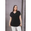 Yakas Kolları Örme Şerit Bluz