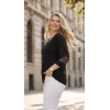 Yakası ve Kolları Taşlı Tül Detaylı Bluz
