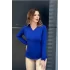 V Yaka Yanı Yırtmaçlı Bluz