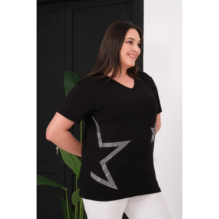 Cepli Yıldız Taş Baskılı Bluz