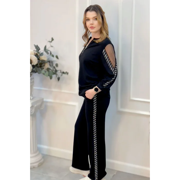 Omuz Tül Taş Şeritli Takım