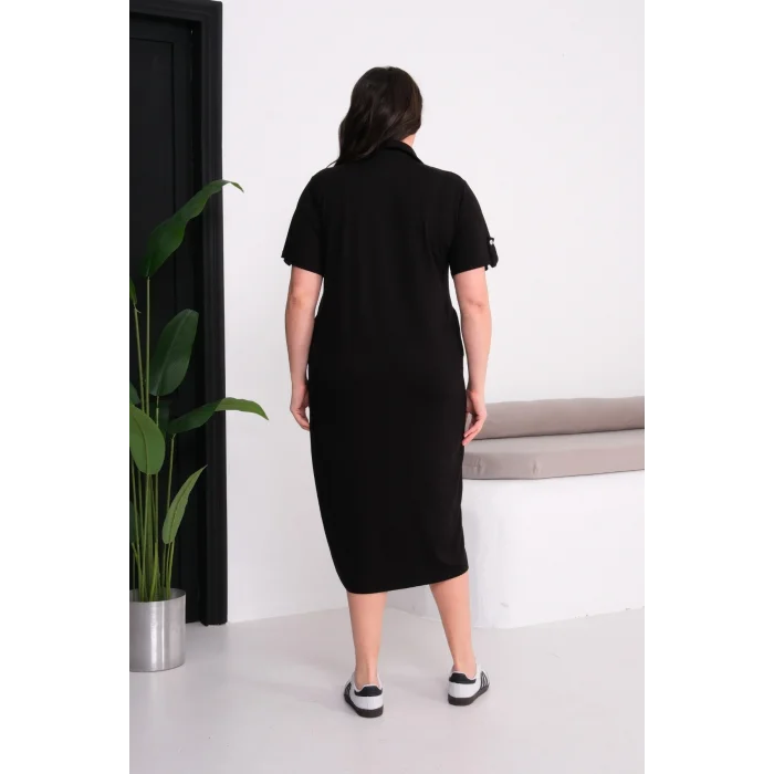 Gömlek Yakalı Kolları Apoletli Elbise