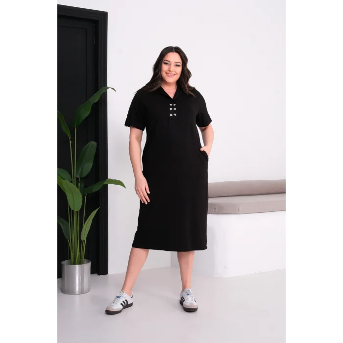 Gömlek Yakalı Kolları Apoletli Elbise