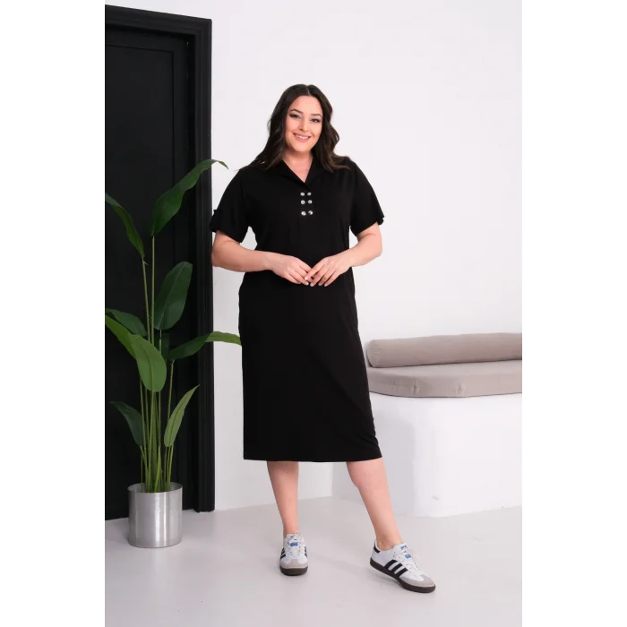 Gömlek Yakalı Kolları Apoletli Elbise