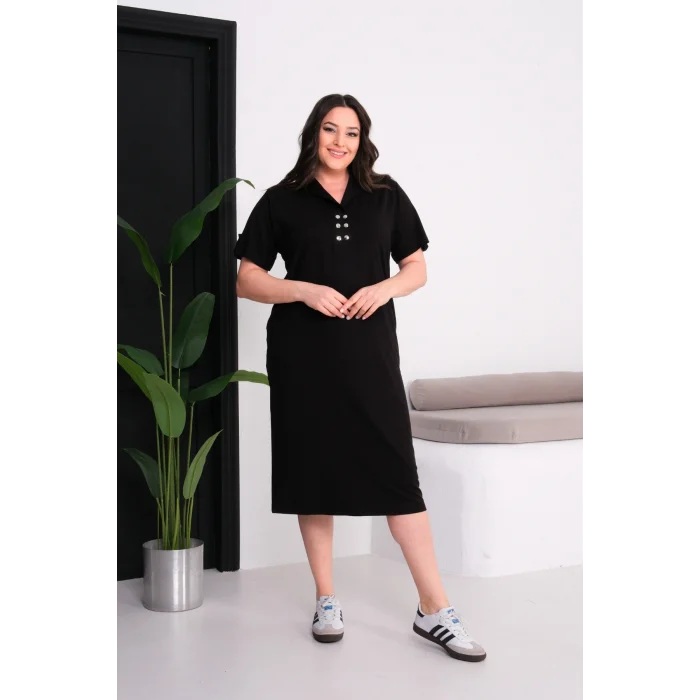 Gömlek Yakalı Kolları Apoletli Elbise