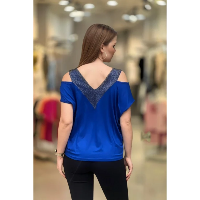 Ön ve Arkası V Simli Bluz