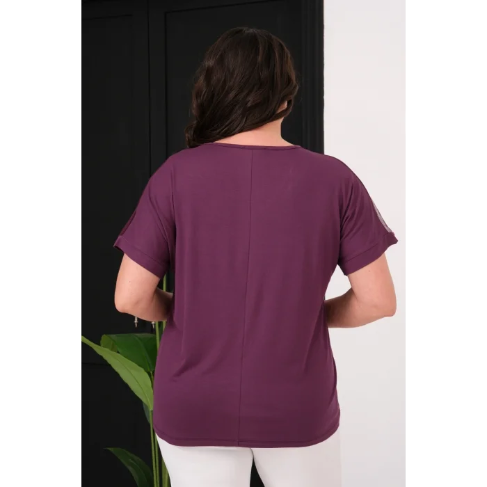 Yakası Ve Omuz Tül Detaylı Bluz