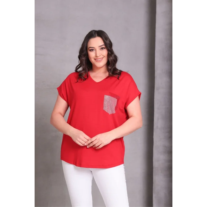 Cep Taş Baskılı Bluz