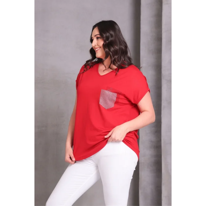 Cep Taş Baskılı Bluz