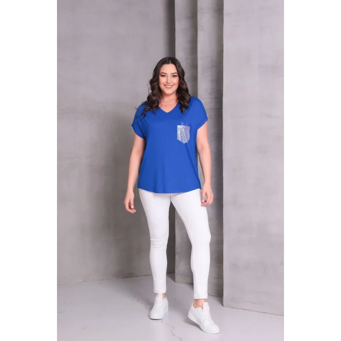 Cep Taş Baskılı Bluz