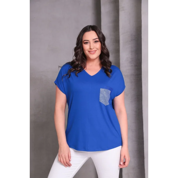 Cep Taş Baskılı Bluz