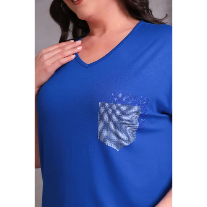 Cep Taş Baskılı Bluz