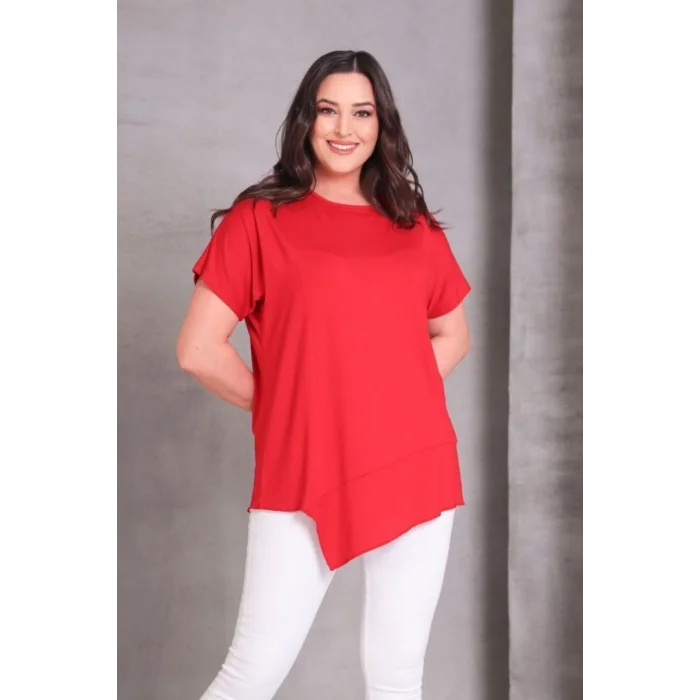 Eteği Asimetrik Basic Bluz