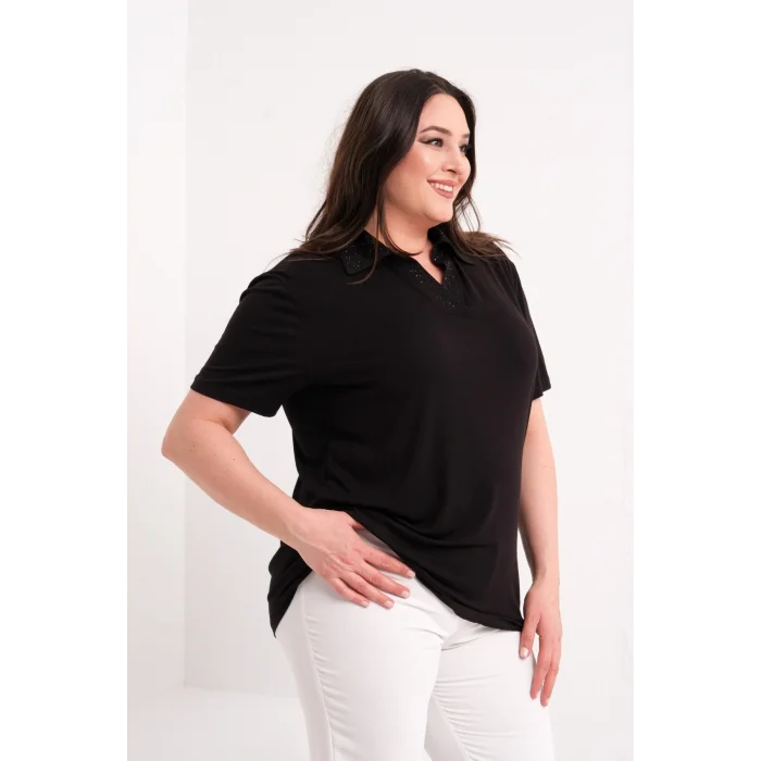 Gömlek Yakası Taşlı Bluz