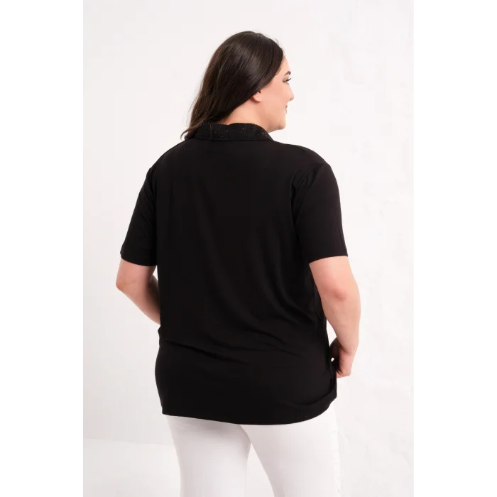 Gömlek Yakası Taşlı Bluz