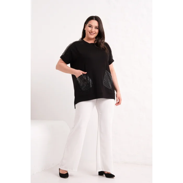 Omuz Ve Cepleri Lazer Kesim Bluz