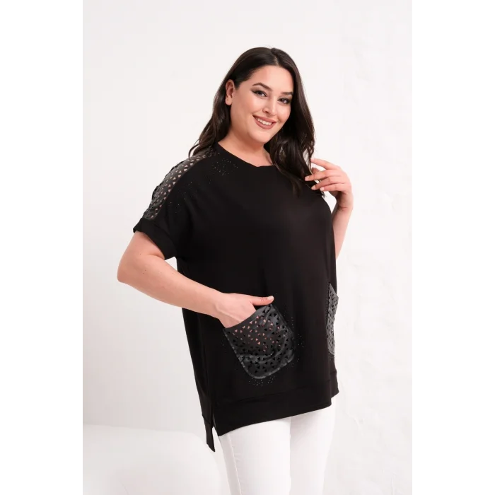 Omuz Ve Cepleri Lazer Kesim Bluz