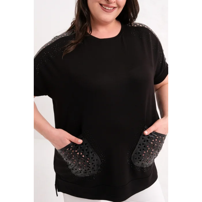 Omuz Ve Cepleri Lazer Kesim Bluz