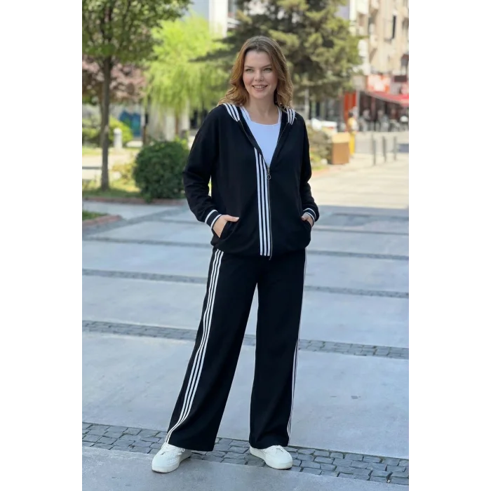Yanları Şeritli Kapüşonlu Takım