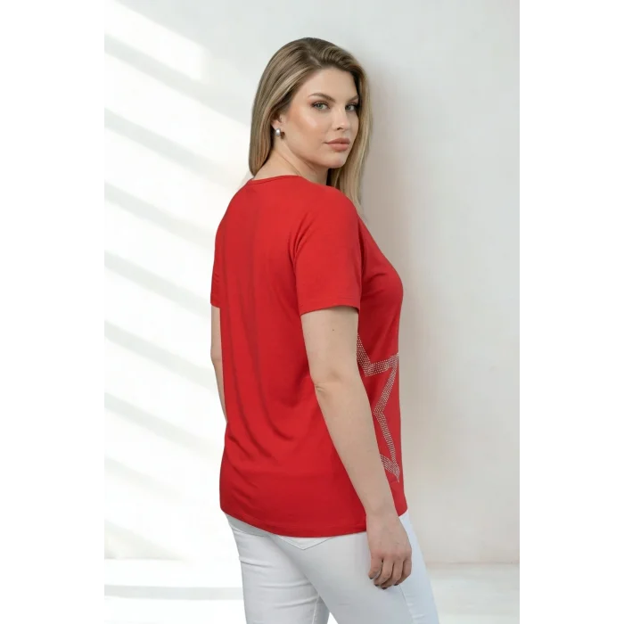 Cepli Yıldız Taş Baskılı Bluz