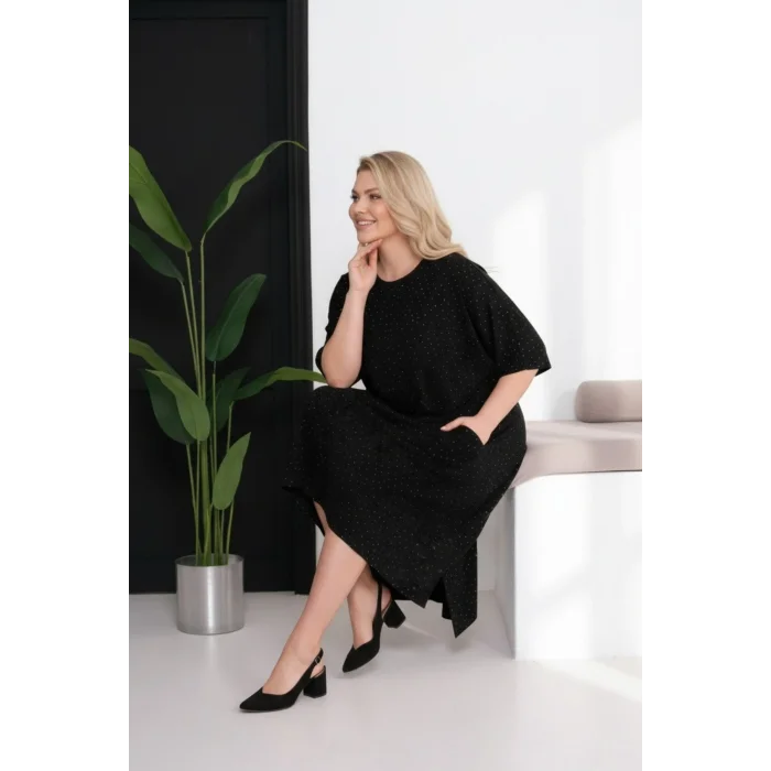 Taş Baskılı Cepli Elbise