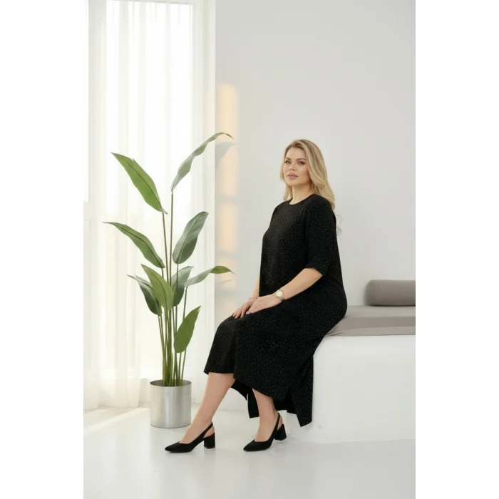 Taş Baskılı Cepli Elbise