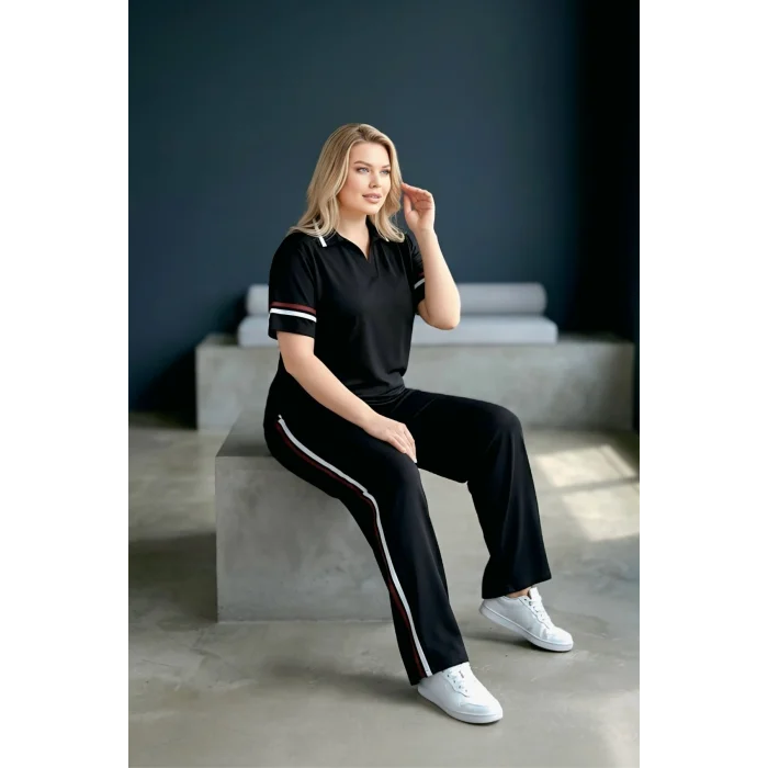 Gömlek Yakalı Şeritli Takım