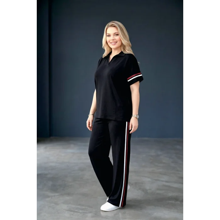 Gömlek Yakalı Şeritli Takım