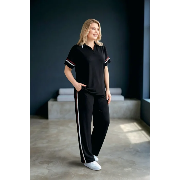 Gömlek Yakalı Şeritli Takım