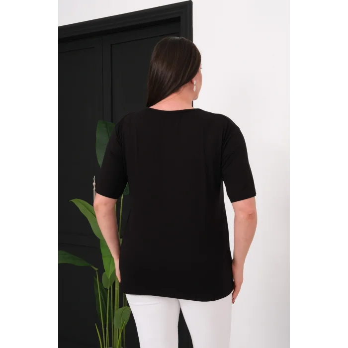 Önü Arma Taş Baskılı Bluz