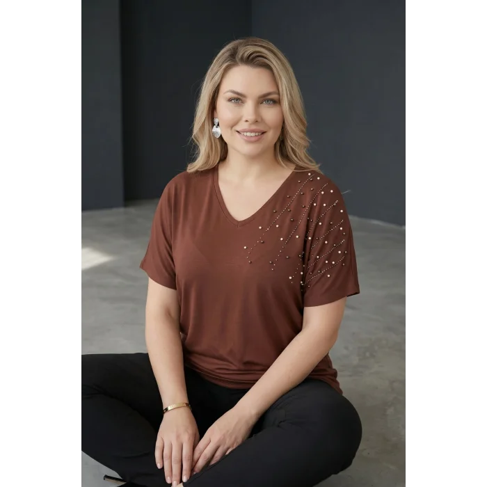 Omuz İnci Detaylı Bluz