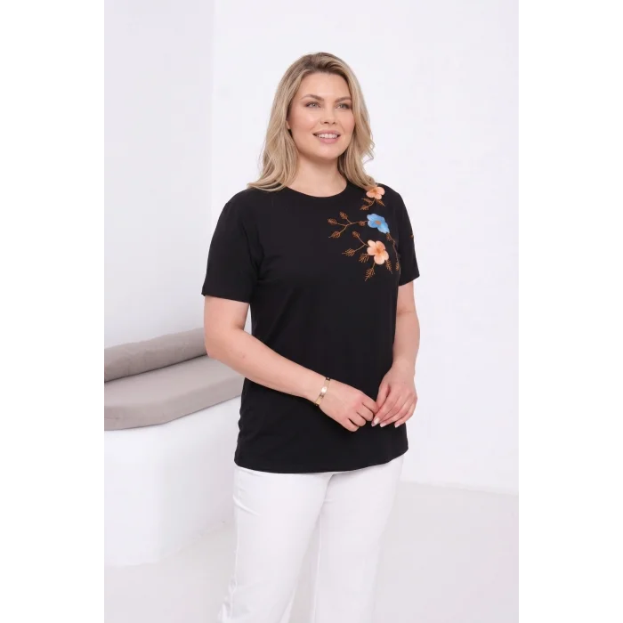 Kolu Çiçek Nakışlı Bluz