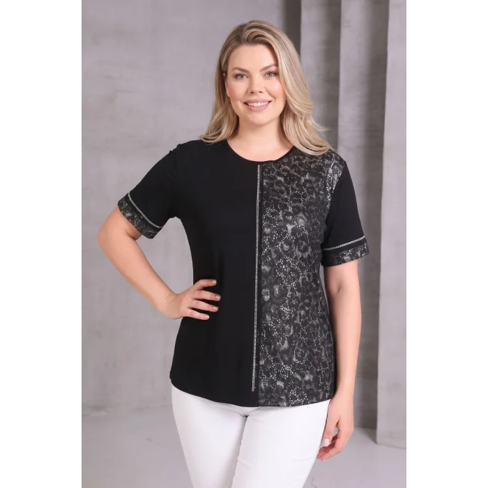 Leopar Desenli Taş Detaylı Bluz