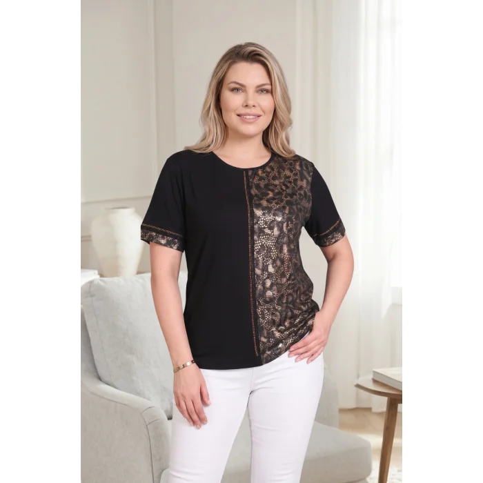 Leopar Desenli Taş Detaylı Bluz