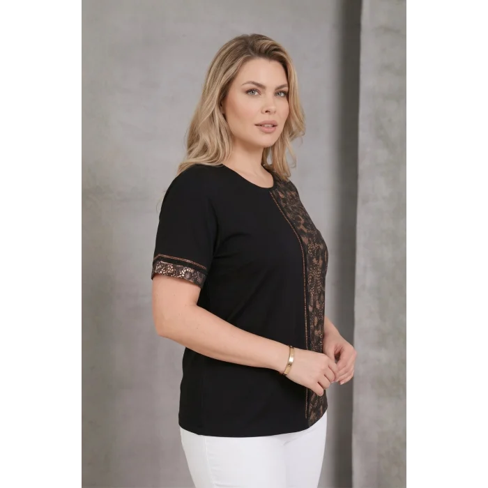 Leopar Desenli Taş Detaylı Bluz